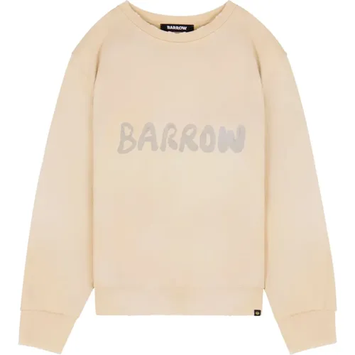 Zerissener Crewneck-Sweatshirt mit Jacquard-Label - BARROW - Modalova