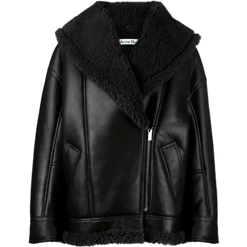 Leather Jacket with Asymmetric Zip Closure , female, Sizes: S - Acne Studios - Modalova