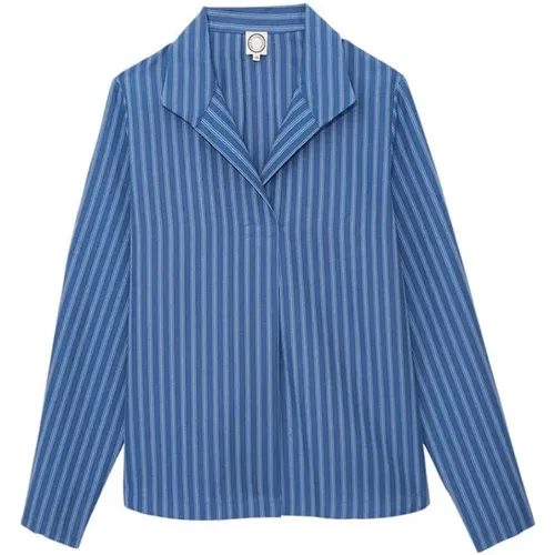 Blaues Leinen Baumwoll-Oversized-Shirt , Damen, Größe: M - Ines De La Fressange Paris - Modalova