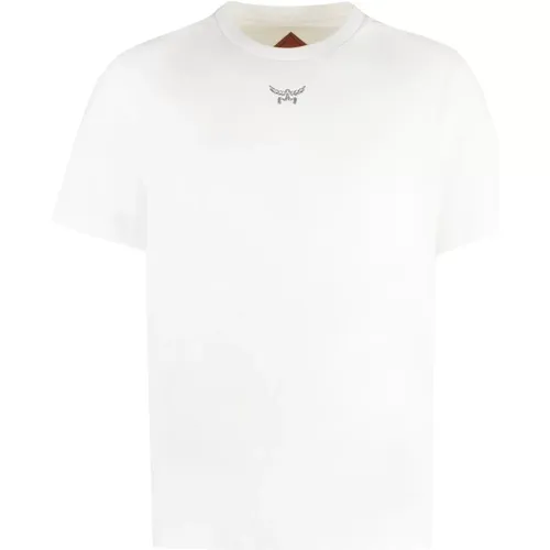 Bio-Baumwoll Crew-Neck T-Shirt , Herren, Größe: M - MCM - Modalova