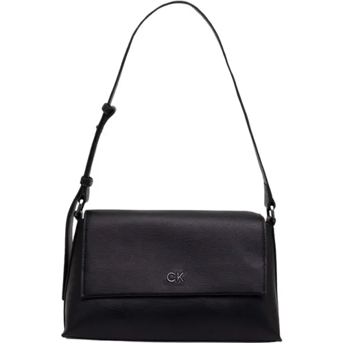 Schwarze PU-Lederhandtasche - Schultertasche , Damen, Größe: ONE Size - Calvin Klein - Modalova