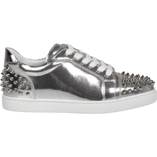 Metallic Leather Spike Sneakers , female, Sizes: 6 UK, 4 1/2 UK, 5 UK, 3 UK, 4 UK, 5 1/2 UK - Christian Louboutin - Modalova