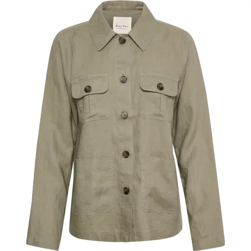 Stilvolle Jacke mit Langen Ärmeln und Brusttaschen , Damen, Größe: XL - Part Two - Modalova