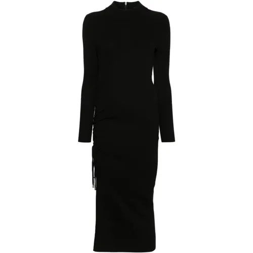 Schwarzes Geripptes Strickkleid , Damen, Größe: M - Michael Kors - Modalova