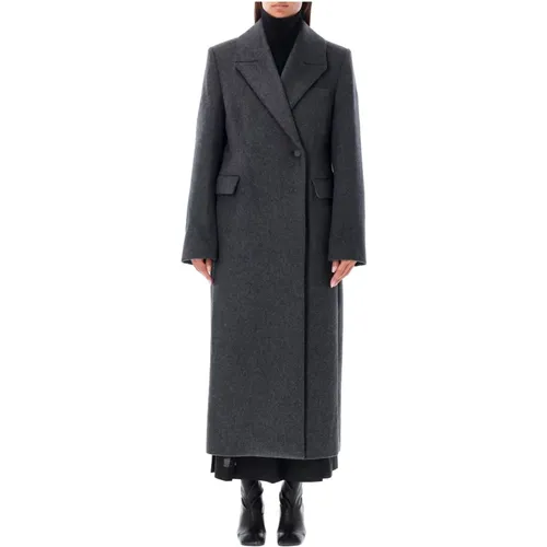 Charcoal Melange Textured Coat Aw24 , female, Sizes: S - Róhe - Modalova