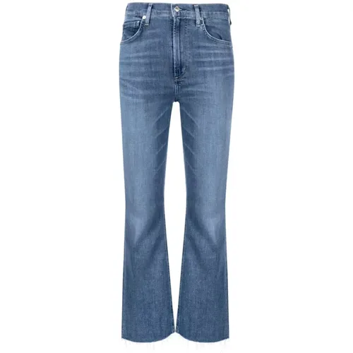 Blaue Cropped Jeans mit Logo-Patch , Damen, Größe: W29 - Citizens of Humanity - Modalova