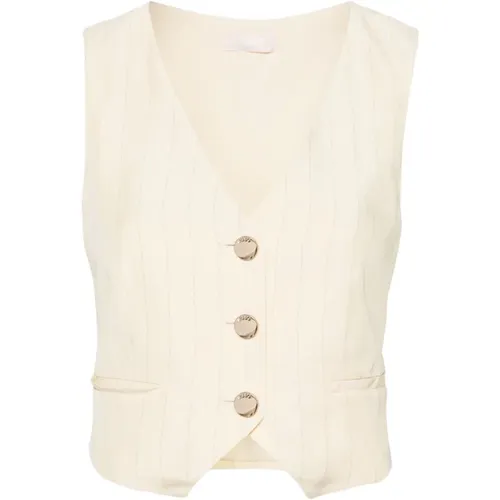 Linen Blend V-Neck Vest , female, Sizes: S, XS - Liu Jo - Modalova