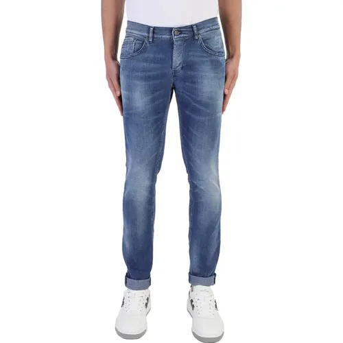 Skinny Fit Hellblaue Denim Jeans , Herren, Größe: W32 - Dondup - Modalova