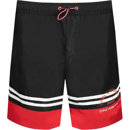 Mens Swim Shorts with Adjustable Waistband and Pockets , male, Sizes: S, L, M, XL - Karl Lagerfeld - Modalova