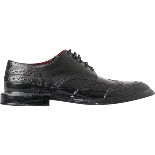 Schwarze Leder Oxford Wingtip Formale Derby Schuhe - Dolce & Gabbana - Modalova