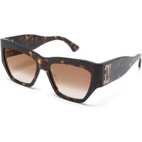 Braun/Havanna Sonnenbrille, vielseitig und stilvoll , Damen, Größe: 55 MM - Cartier - Modalova