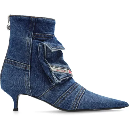 Spitz zulaufende Knöchelstiefel D-Venus Pocket LB , Damen, Größe: 39 EU - Diesel - Modalova