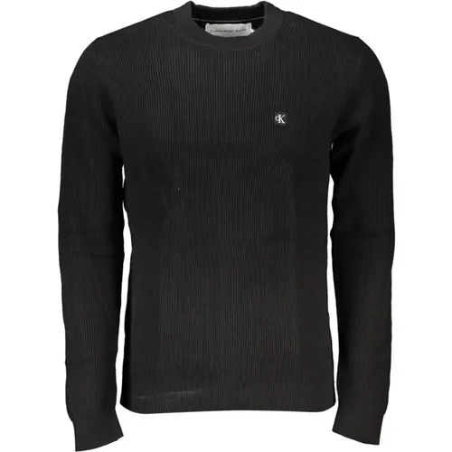 Long Sleeve Cotton Sweater with Contrast Details and Logo , male, Sizes: M, L, 2XL, XL, S - Calvin Klein - Modalova