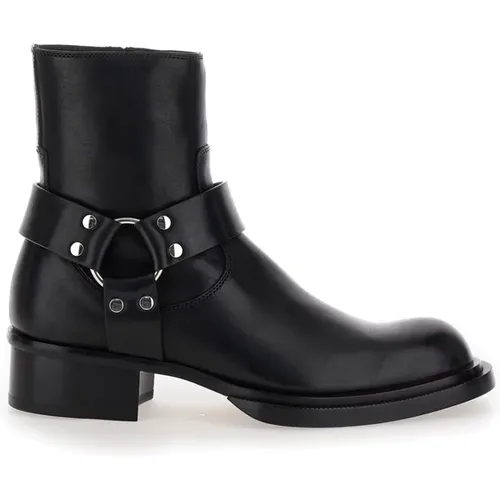 Schwarze Leder Stiefeletten Reißverschluss - alexander mcqueen - Modalova