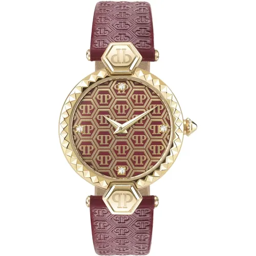 Couture Red Leather Strap Watch , female, Sizes: ONE SIZE - Philipp Plein - Modalova