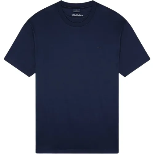 Blaues Baumwoll-Jersey T-Shirt mit Logo , Herren, Größe: L - PAUL & SHARK - Modalova