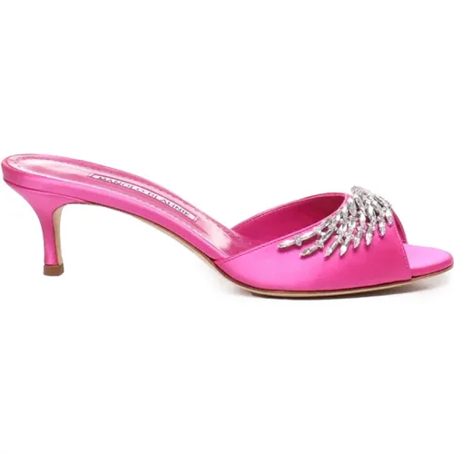 Satin Crystal Sandals , female, Sizes: 5 UK, 4 UK, 5 1/2 UK - Manolo Blahnik - Modalova