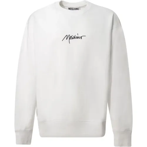 Weißer Baumwoll-Crewneck-Sweatshirt , Herren, Größe: S - Moschino - Modalova