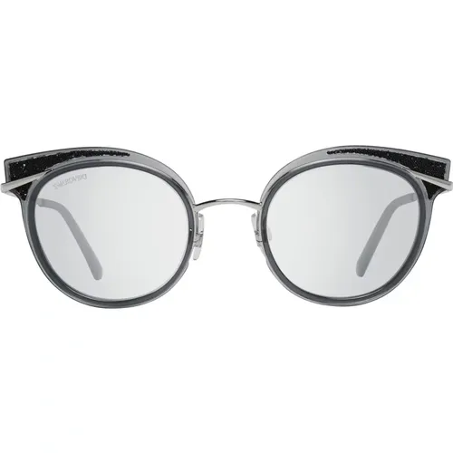 Graue Verspiegelte Ovale Sonnenbrille , Damen, Größe: ONE Size - Swarovski - Modalova
