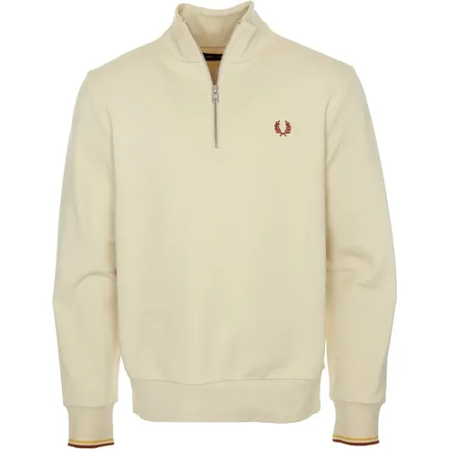 Half-Zip Sweatshirt mit Logo-Stickerei , Herren, Größe: S - Fred Perry - Modalova