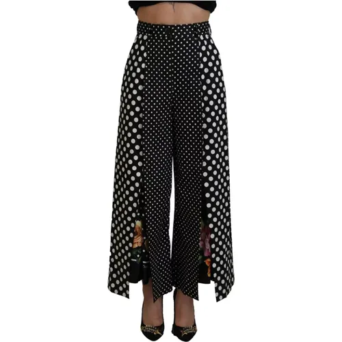 Polka Dots High Waist Pants , female, Sizes: 2XS - Dolce & Gabbana - Modalova