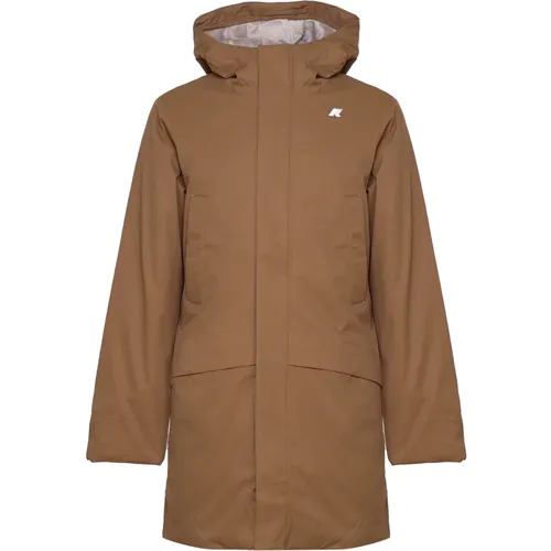 Brauner Nylon Trenchcoat mit Kapuze , Herren, Größe: 2XL - K-way - Modalova