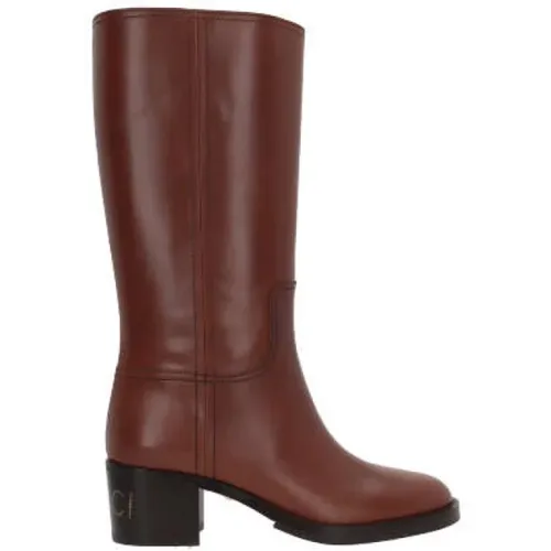 Leather Pull-On Boots with Studded Wooden Heel , female, Sizes: 7 UK, 6 UK, 5 1/2 UK, 6 1/2 UK - Gucci - Modalova