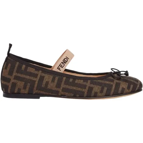 Jacquard Ballerinas mit FF-Logo-Schleife - Fendi - Modalova