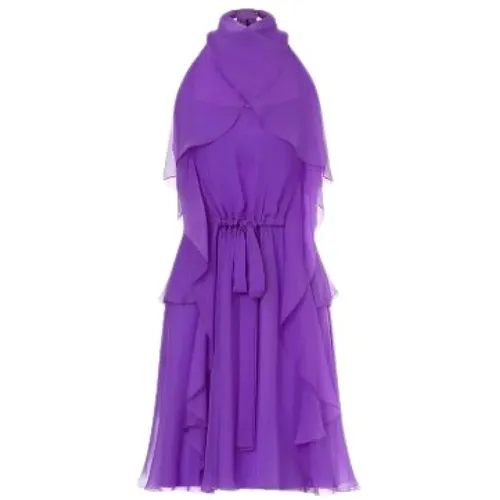 Chiffon Kurzes Kleid mit Amerikanischem Ausschnitt - alberta ferretti - Modalova