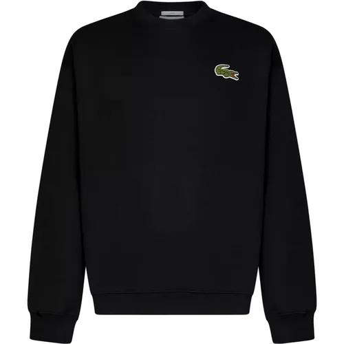 Schwarzer Sweatshirt mit Krokodilabzeichen - Lacoste - Modalova