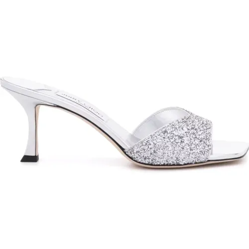 Metallic Glitter Slip-On Sandals , female, Sizes: 4 1/2 UK, 7 UK, 4 UK, 5 UK, 5 1/2 UK - Jimmy Choo - Modalova