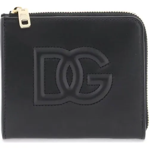 Lederbrieftasche mit geprägtem DG-Logo , Damen, Größe: ONE Size - Dolce & Gabbana - Modalova