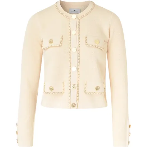 Cremefarbener Strickpullover - Elisabetta Franchi - Modalova