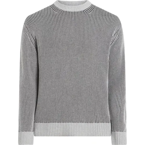 Grauer Pullover Elegant Bequem Rundhals , Herren, Größe: L - Calvin Klein - Modalova