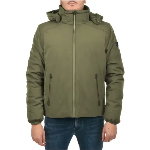 Kurze Nylon Steppjacke mit Abnehmbarer Kapuze , Herren, Größe: L - YES ZEE - Modalova