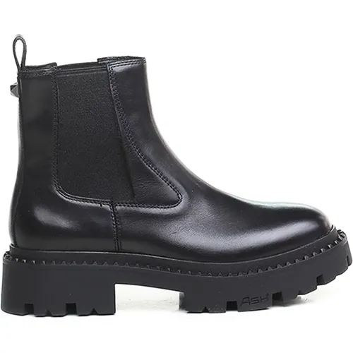 Schwarze Leder Chelsea Boots mit Metallapplikationen , Damen, Größe: 40 EU - Ash - Modalova