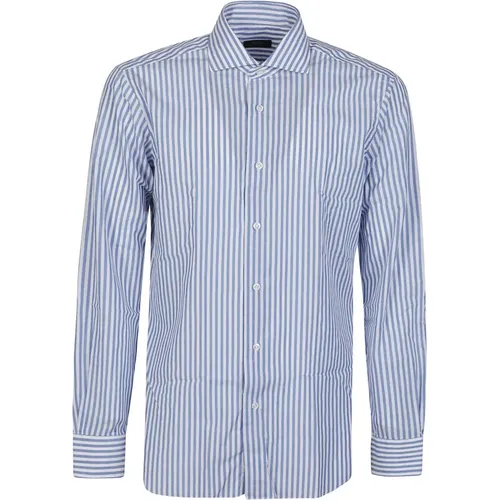 Stilvolles Neck Shirt in Blau und Weiß - Barba Napoli - Modalova