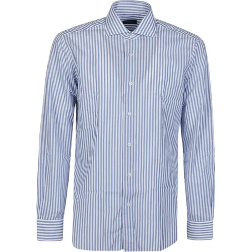 Stilvolles Neck Shirt in Blau und Weiß , Herren, Größe: M - Barba Napoli - Modalova