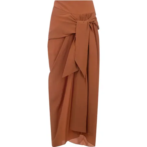 Silk Midi Sarong Skirt , female, Sizes: XS, S - Ermanno Scervino - Modalova