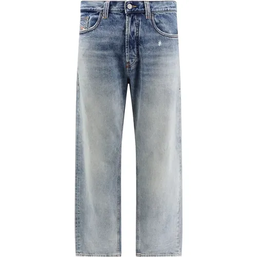 Blaue Loose Fit Jeans mit Metallknöpfen - Diesel - Modalova