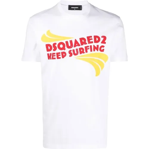 Logo-Print T-Shirt in Weiß , Herren, Größe: 3XL - Dsquared2 - Modalova