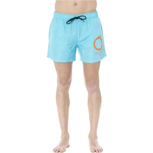 Strandbekleidung Blau Polyester Badeshorts Logo , Herren, Größe: XL - Trussardi - Modalova