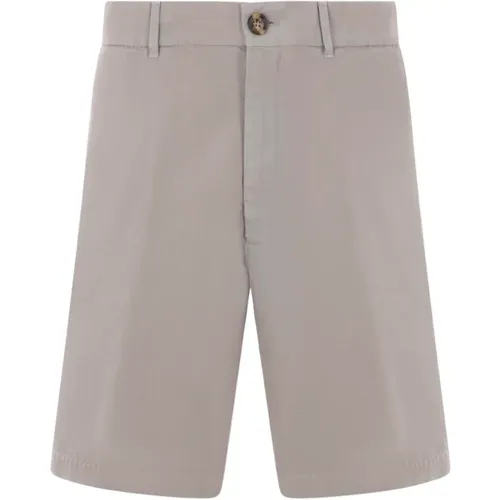 Grey Cotton Gabardine Shorts , male, Sizes: 2XL, L, M, XL - BRUNELLO CUCINELLI - Modalova