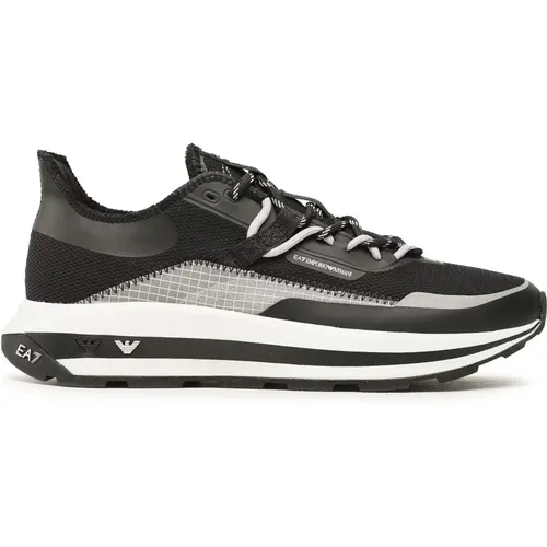 Mens /Silver Sneakers by EA7 , male, Sizes: 7 1/3 UK, 10 2/3 UK, 11 1/3 UK - Emporio Armani - Modalova