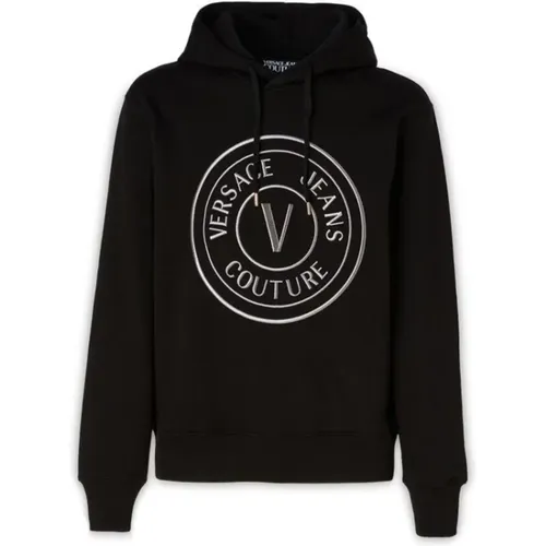 Cotton Logo Hooded Sweatshirt , male, Sizes: XS, XL, L, S, M - Versace Jeans Couture - Modalova