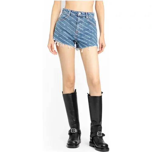 Logo Denim Shorts High-Waisted , Damen, Größe: W28 - alexander wang - Modalova