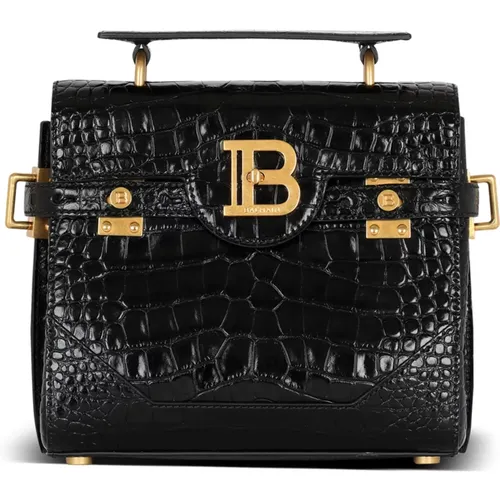 B-Buzz 23 Tasche aus Krokodil-Print-Leder - Balmain - Modalova