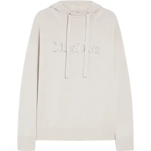 Beiger Kapuzenpullover mit Strass , Damen, Größe: S - Max Mara - Modalova