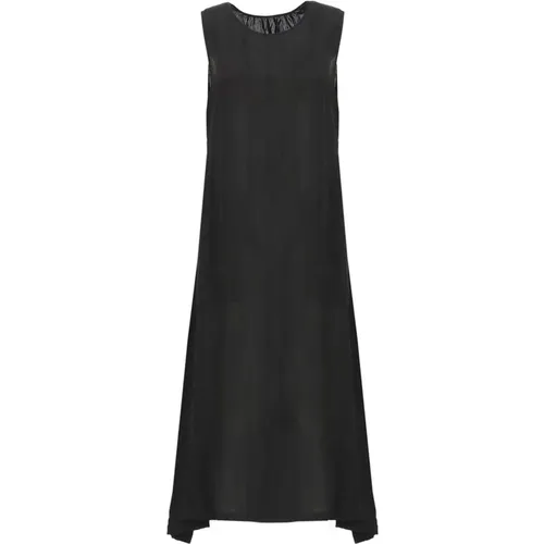 Schwarzes Viskosekleid mit Rundhalsausschnitt , Damen, Größe: M - UMA Wang - Modalova