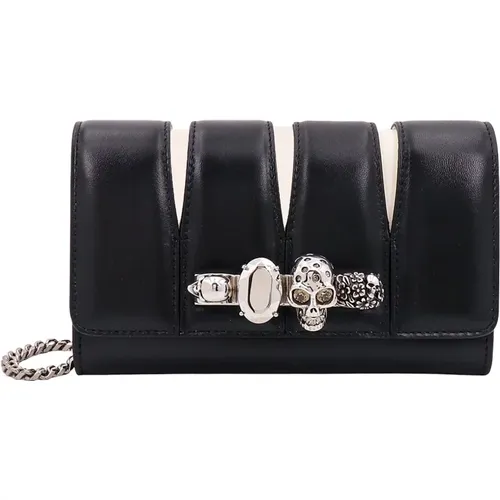 Leather Clutch with Rings and Swarovski , female, Sizes: ONE SIZE - alexander mcqueen - Modalova
